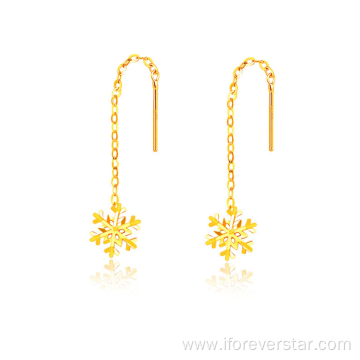 Snowflake Shaped 18K Solid Gold Earring Jewelry